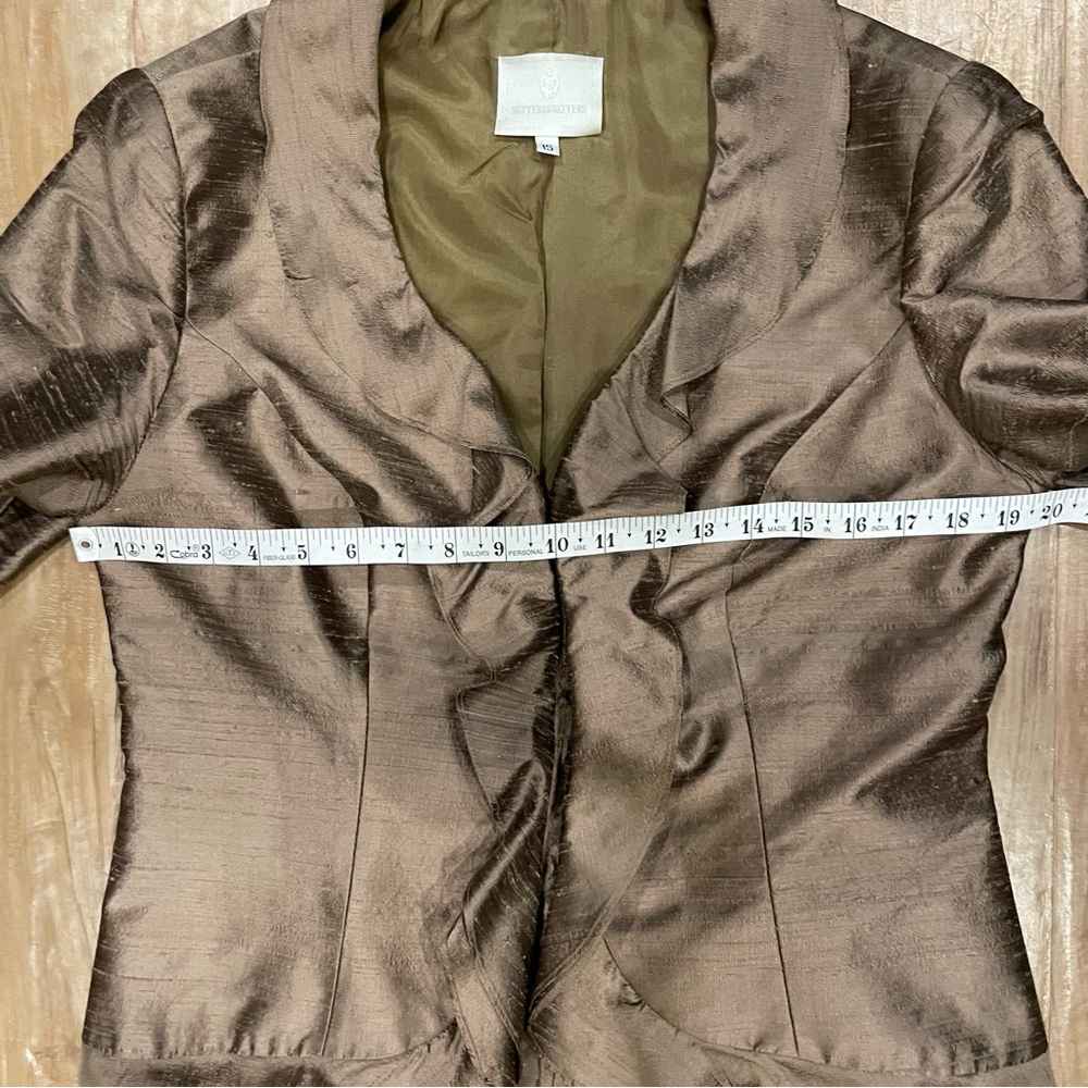 Watters & Watters Iridescent Brown Raw Silk jacket, Mother Of The Bride, Sz 15 - Picture 7 of 8